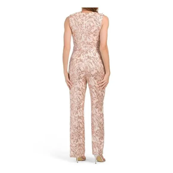 Sho by Tadashi Shoji Sleeveless Metallic Jumpsuit with Cut Out Size 14 - Picture 2 of 3
